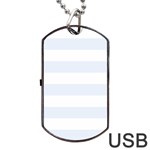 Horizontal Stripes - White and Pastel Blue Dog Tag USB Flash (One Side)