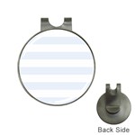 Horizontal Stripes - White and Pastel Blue Golf Ball Marker Hat Clip