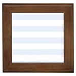 Horizontal Stripes - White and Pastel Blue Framed Tile