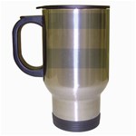 Horizontal Stripes - White and Pastel Blue Travel Mug (Silver Gray)