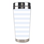 Horizontal Stripes - White and Pastel Blue Stainless Steel Travel Tumbler