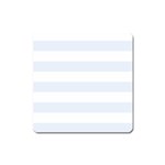 Horizontal Stripes - White and Pastel Blue Magnet (Square)