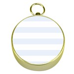 Horizontal Stripes - White and Pastel Blue Gold Compass