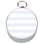 Horizontal Stripes - White and Pastel Blue Silver Compass
