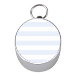 Horizontal Stripes - White and Pastel Blue Silver Compass (Mini)