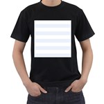Horizontal Stripes - White and Pastel Blue Men s T-Shirt (Black)