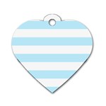 Horizontal Stripes - White and Light Blue Dog Tag Heart (Two Sides)