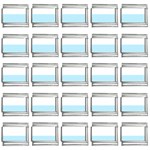 Horizontal Stripes - White and Light Blue 9mm Italian Charm (25 pack)