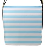 Horizontal Stripes - White and Light Blue Flap Closure Messenger Bag (S)