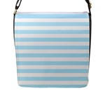 Horizontal Stripes - White and Light Blue Flap Closure Messenger Bag (L)