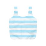 Horizontal Stripes - White and Light Blue Full Print Recycle Bag (S)
