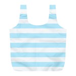 Horizontal Stripes - White and Light Blue Full Print Recycle Bag (L)