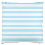 Horizontal Stripes - White and Light Blue Large Cushion Case (Two Sides)