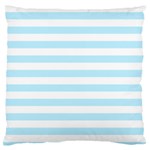 Horizontal Stripes - White and Light Blue Standard Flano Cushion Case (One Side)