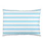 Horizontal Stripes - White and Light Blue Pillow Case (One Side)