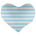Horizontal Stripes - White and Light Blue Large 19  Premium Heart Shape Cushion
