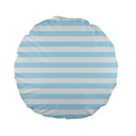 Horizontal Stripes - White and Light Blue Standard 15  Premium Flano Round Cushion