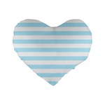 Horizontal Stripes - White and Light Blue Standard 16  Premium Heart Shape Cushion