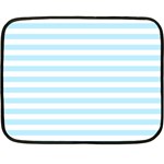 Horizontal Stripes - White and Light Blue Fleece Blanket (Mini)