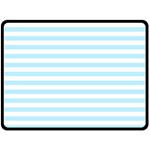 Horizontal Stripes - White and Light Blue Double Sided Fleece Blanket (Large) (Two Sides)