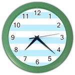Horizontal Stripes - White and Light Blue Color Wall Clock
