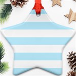 Horizontal Stripes - White and Light Blue Ornament (Star)