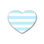Horizontal Stripes - White and Light Blue Heart Coaster (4 pack)