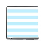 Horizontal Stripes - White and Light Blue Memory Card Reader (Square)