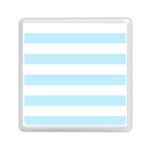 Horizontal Stripes - White and Light Blue Memory Card Reader with Storage (Square)