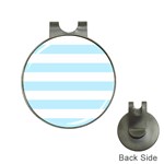 Horizontal Stripes - White and Light Blue Golf Ball Marker Hat Clip