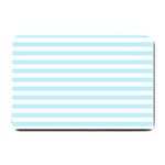 Horizontal Stripes - White and Light Blue Small Doormat