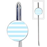 Horizontal Stripes - White and Light Blue Book Mark