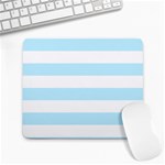 Horizontal Stripes - White and Light Blue Large Mousepad