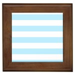 Horizontal Stripes - White and Light Blue Framed Tile