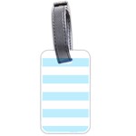 Horizontal Stripes - White and Light Blue Luggage Tag (Two Sides)