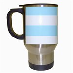 Horizontal Stripes - White and Light Blue Travel Mug (White)