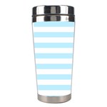 Horizontal Stripes - White and Light Blue Stainless Steel Travel Tumbler