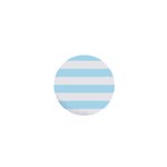 Horizontal Stripes - White and Light Blue 1  Mini Button
