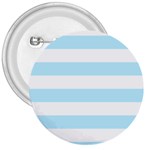 Horizontal Stripes - White and Light Blue 3  Button
