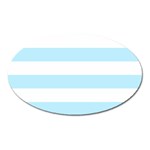 Horizontal Stripes - White and Light Blue Magnet (Oval)