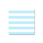 Horizontal Stripes - White and Light Blue Magnet (Square)