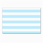 Horizontal Stripes - White and Light Blue Postcard 5  x 7 