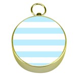 Horizontal Stripes - White and Light Blue Gold Compass