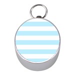 Horizontal Stripes - White and Light Blue Silver Compass (Mini)