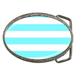 Horizontal Stripes - White and Electric Blue Belt Buckle