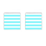 Horizontal Stripes - White and Electric Blue Cufflinks (Square)