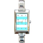 Horizontal Stripes - White and Electric Blue Rectangle Italian Charm Watch