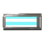 Horizontal Stripes - White and Electric Blue Superlink Italian Charm (9mm)