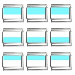 Horizontal Stripes - White and Electric Blue 9mm Italian Charm (9 pack)
