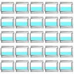 Horizontal Stripes - White and Electric Blue 9mm Italian Charm (25 pack)